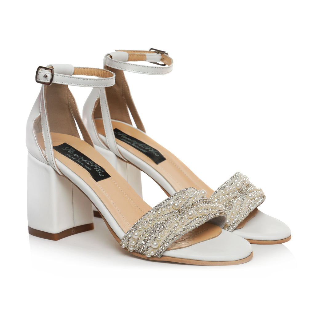 Sandale Piele Naturala Alb Perlute Seline W1 - Orice culoare
