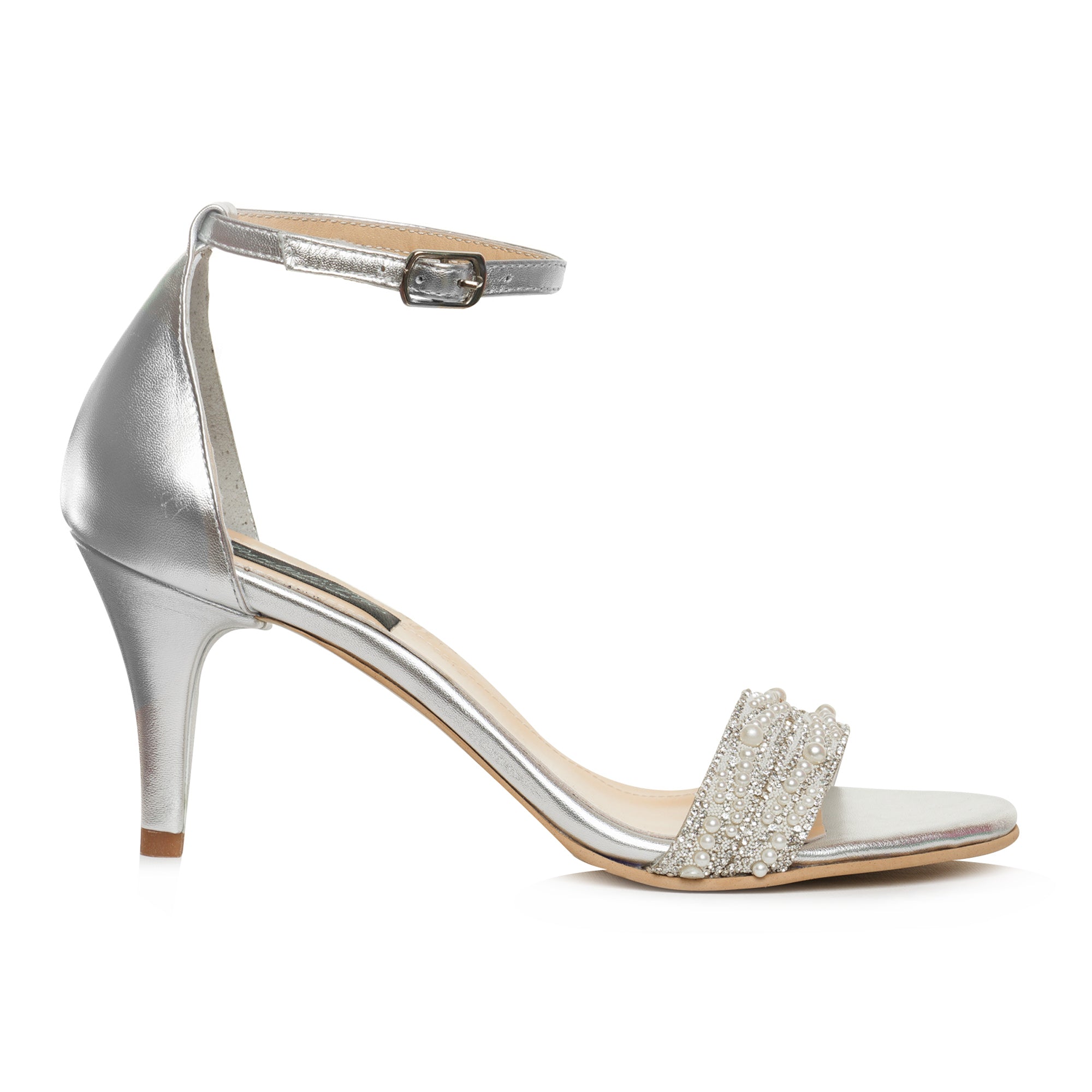 Sandale Piele Naturala Argintiu Perlute Astrid W2 - Orice culoare