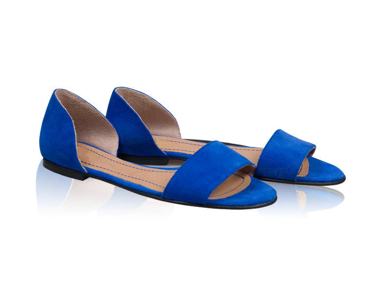 Sandale dama talpa joasa Chic - Piele naturala Albastru Electric