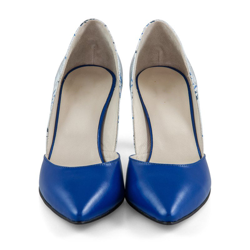 Pantofi Stiletto Piele Albastru Jasmine - orice culoare