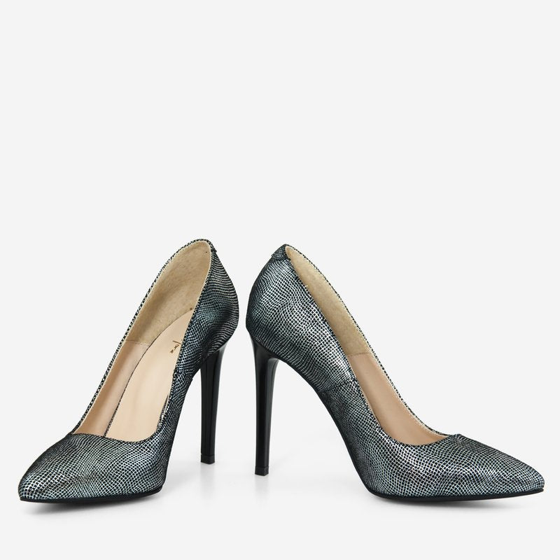 Pantofi Stiletto Piele Argintiu D40 - Orice Culoare
