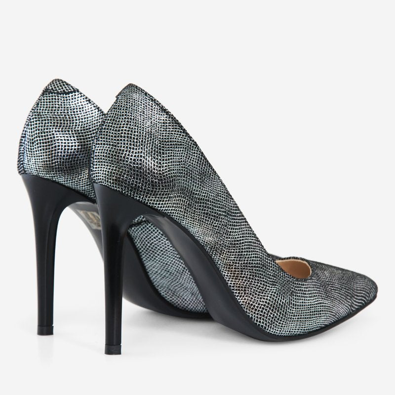 Pantofi Stiletto Piele Argintiu D40 - Orice Culoare