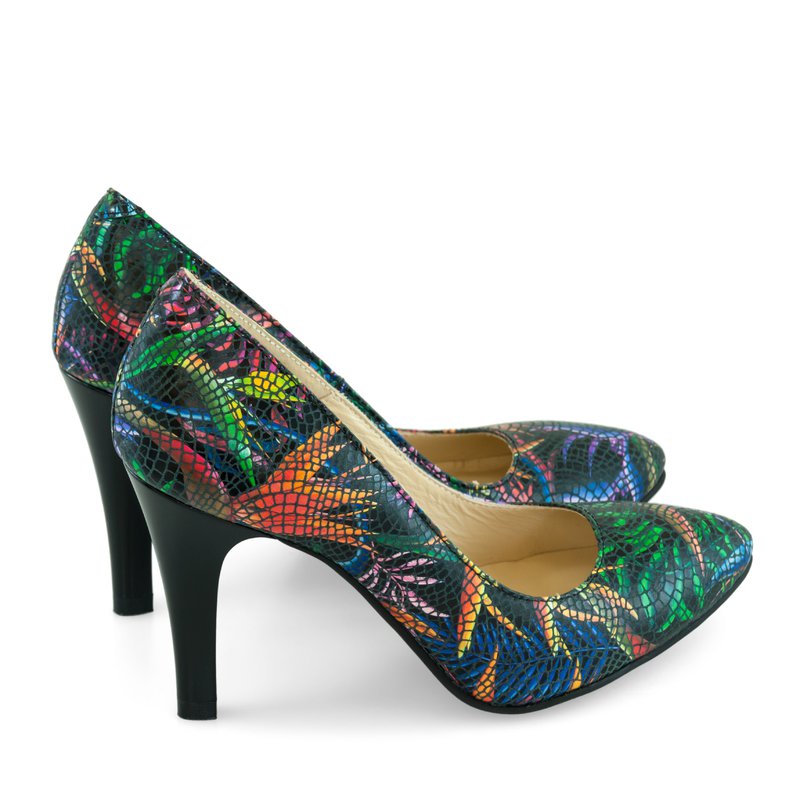 Pantofi Dama Stiletto Piele Color Tropical D17