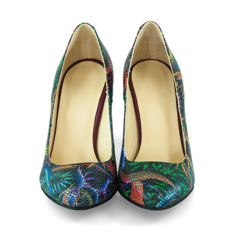 Pantofi Dama Stiletto Piele Color Tropical D17