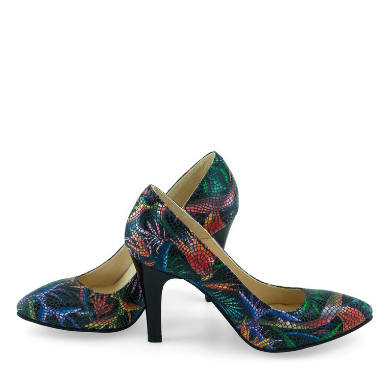 Pantofi Dama Stiletto Piele Color Tropical D17