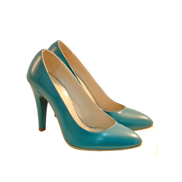 Pantofi Stiletto Diva piele naturala, turcoaz - orice culoare
