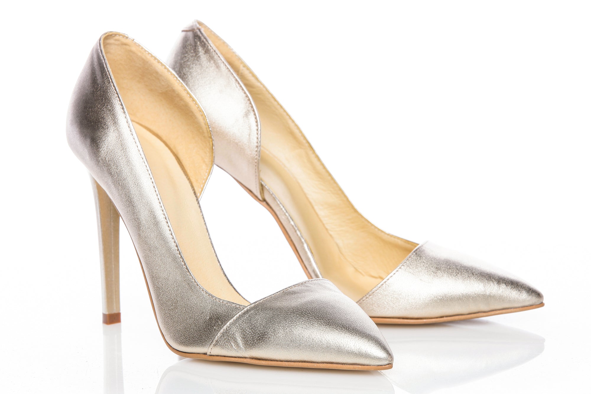 Pantofi piele Auriu Stiletto Duo decupat   - orice culoare