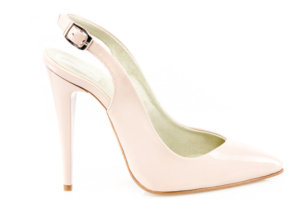 Pantofi Stiletto decupat piele lacuita nude - orice culoare