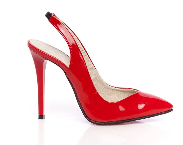 Pantofi Stiletto decupat piele lacuita rosu - orice culoare