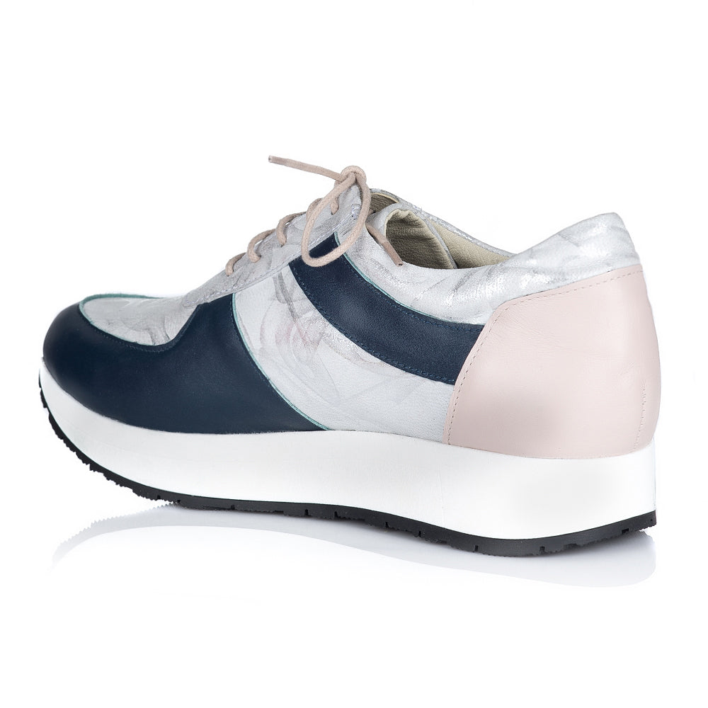 Pantofi Dama Sport Piele Bleumarin/Argintiu V24 - orice culoare