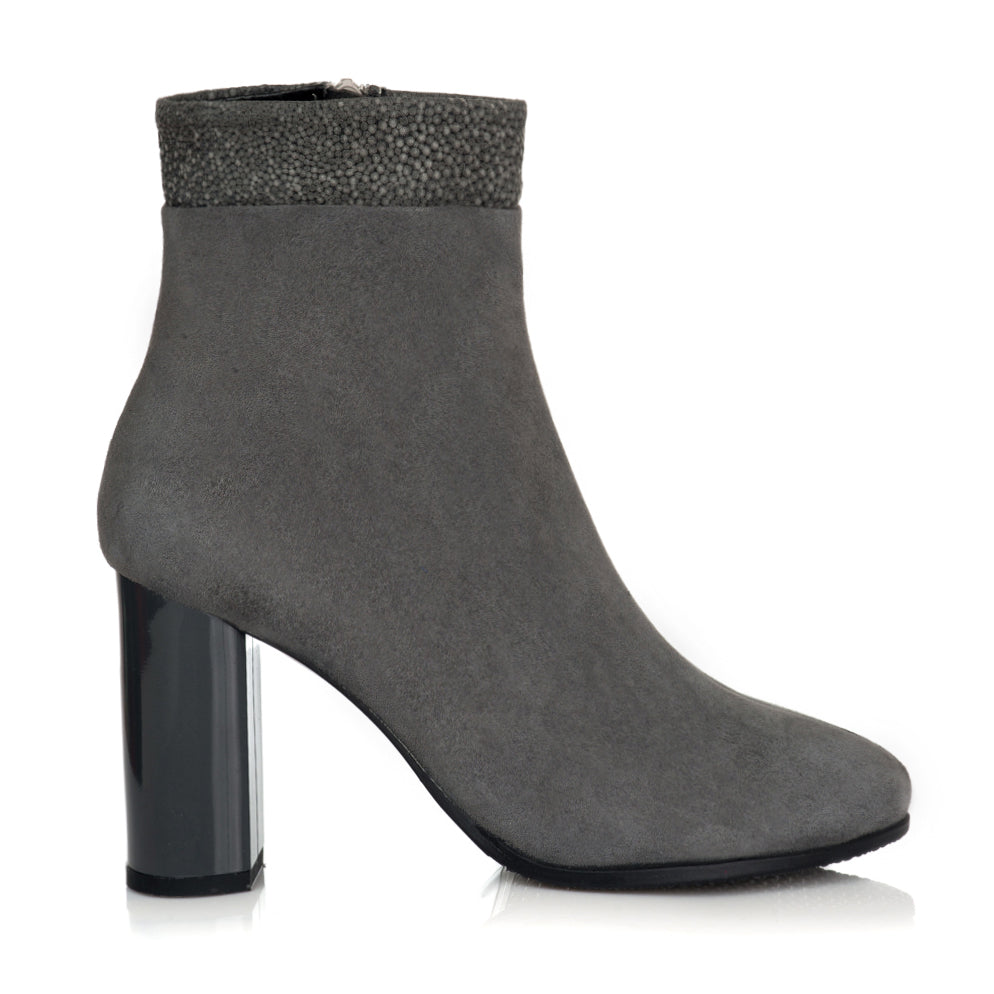Botine Dama Piele Intoarsa Gri C21 - orice culoare