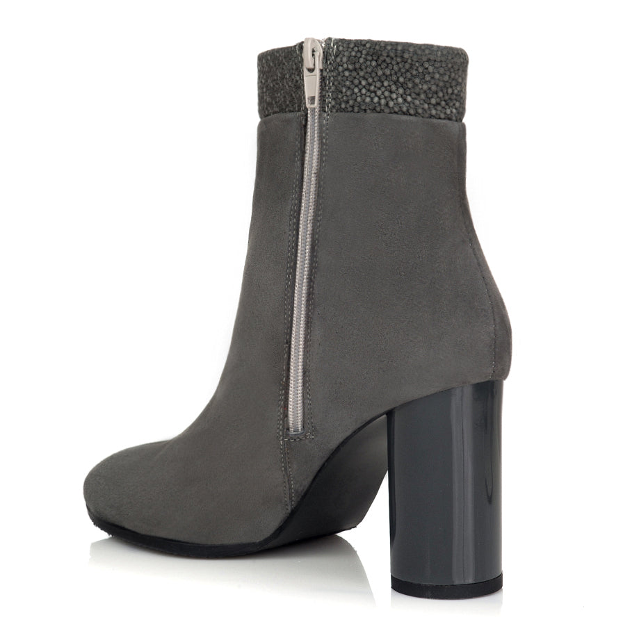 Botine Dama Piele Intoarsa Gri C21 - orice culoare