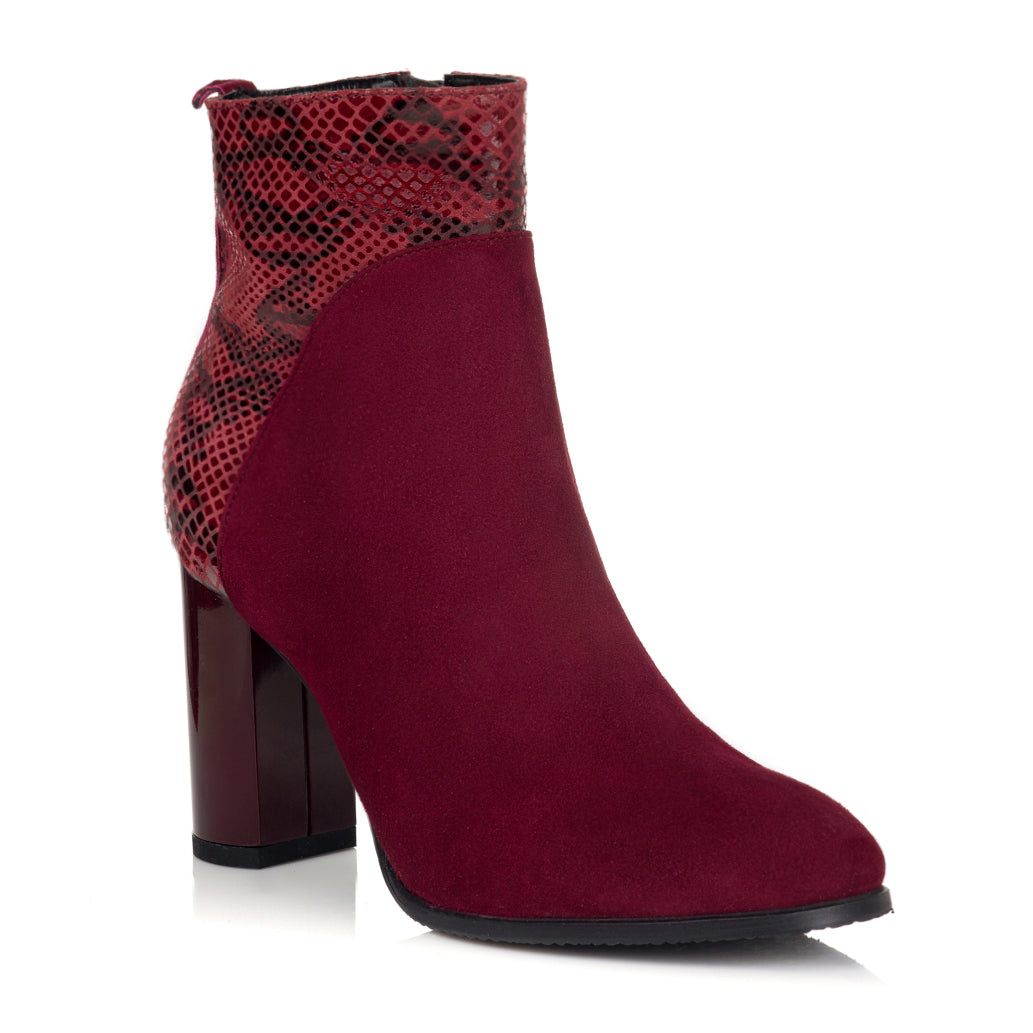 Botine Piele Intoars/Snake Marsala C20 -  orice culoare