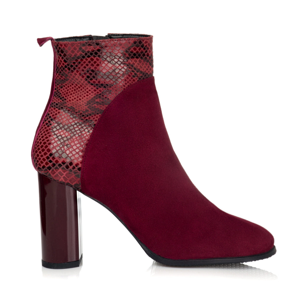 Botine Piele Intoars/Snake Marsala C20 -  orice culoare