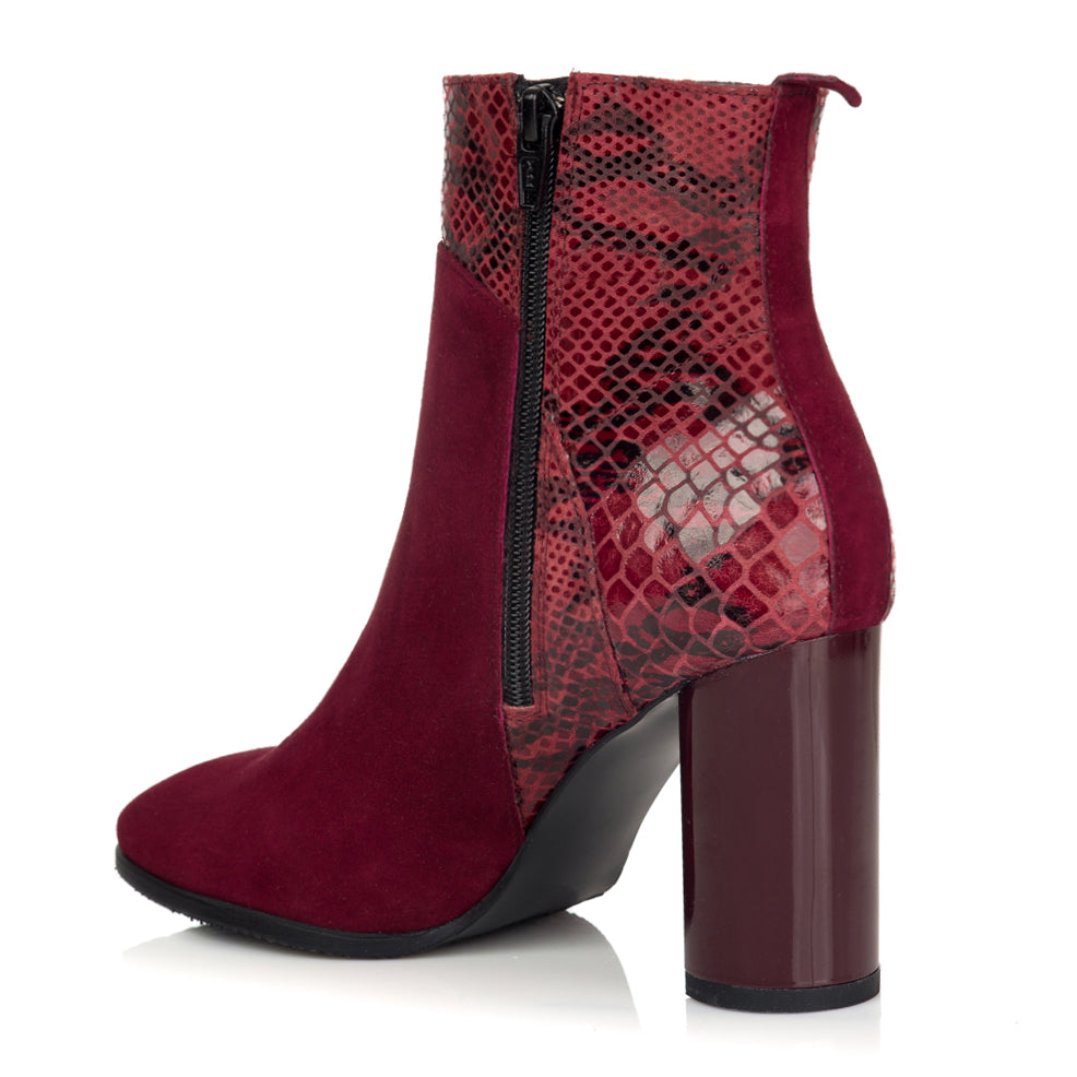 Botine Piele Intoars/Snake Marsala C20 -  orice culoare