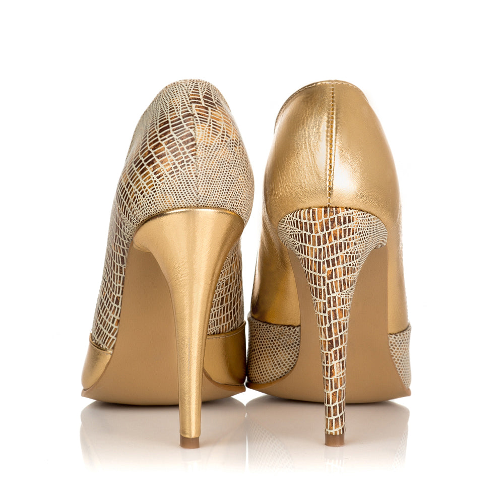 Pantofi Stiletto Croco Auriu I7 - orice culoare