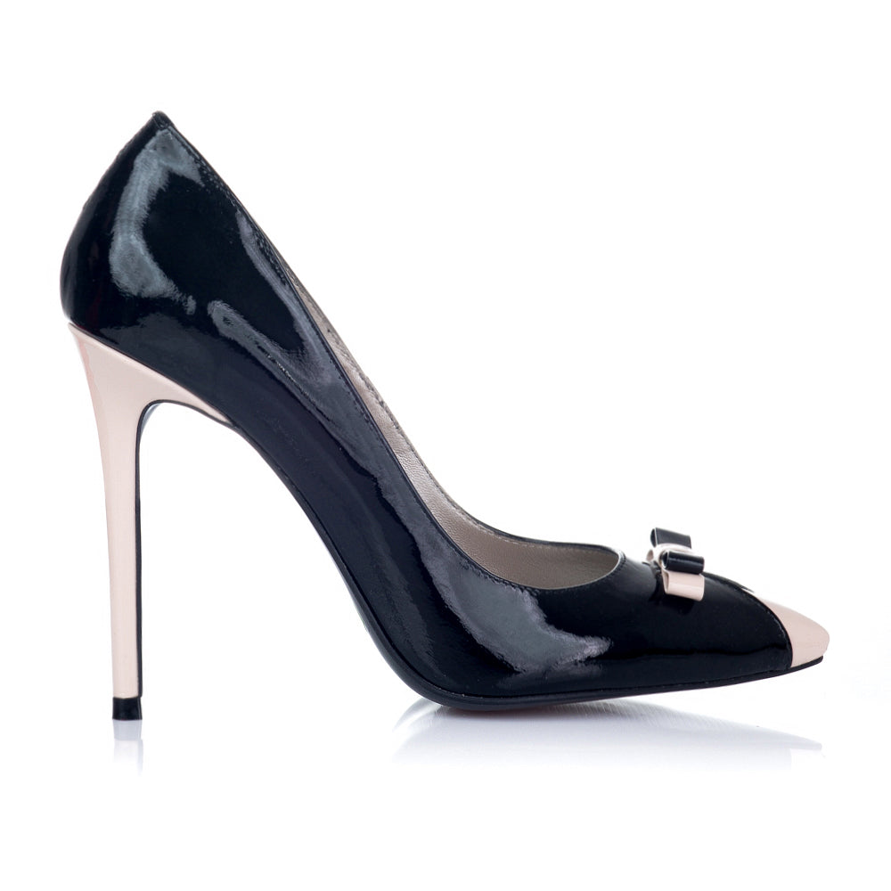Pantofi Stiletto Lac Negru/Bej Lariss - Orice culoare