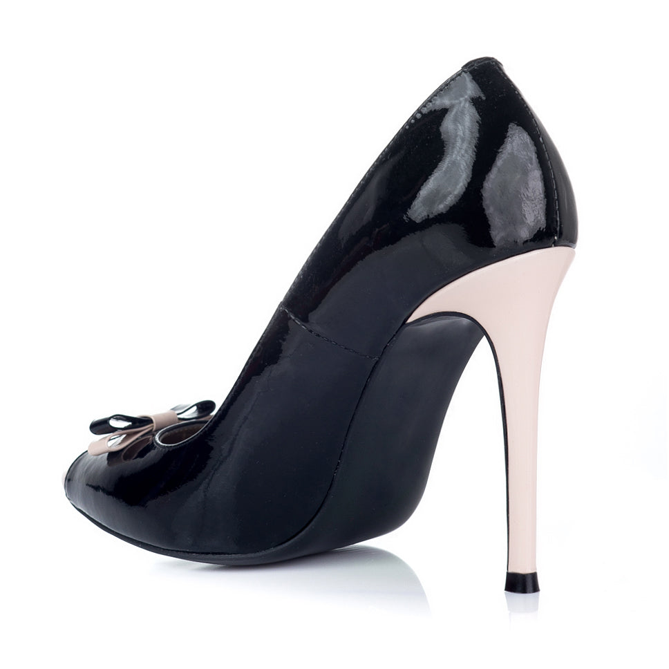 Pantofi Stiletto Lac Negru/Bej Lariss - Orice culoare