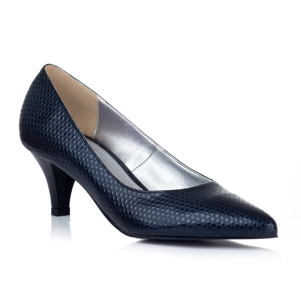 Pantofi Stiletto Piele Bleumarin Toc Mic L21 - orice culoare