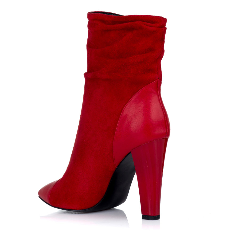 Botine Dama Piele Intoarsa Rosu L2 - orice culoare