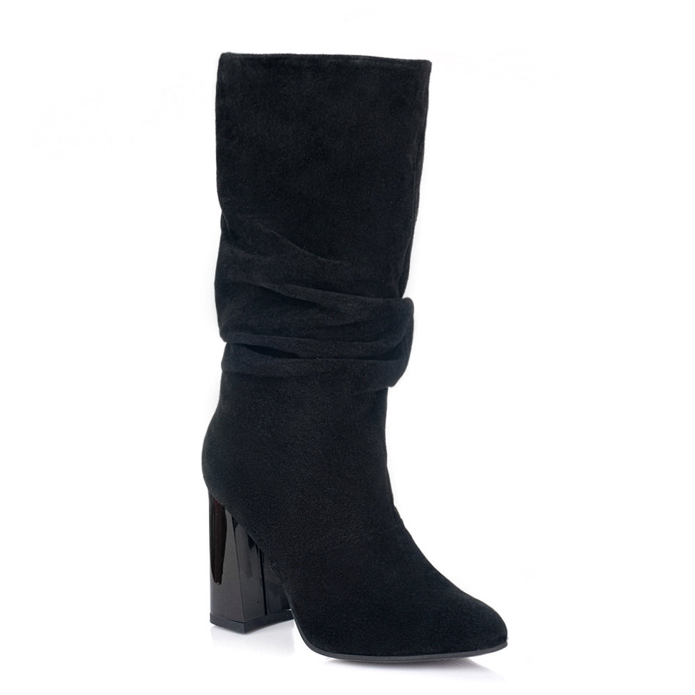 Cizme Scurte Fronsate Piele Intoarsa Negru L3 - orice culoare