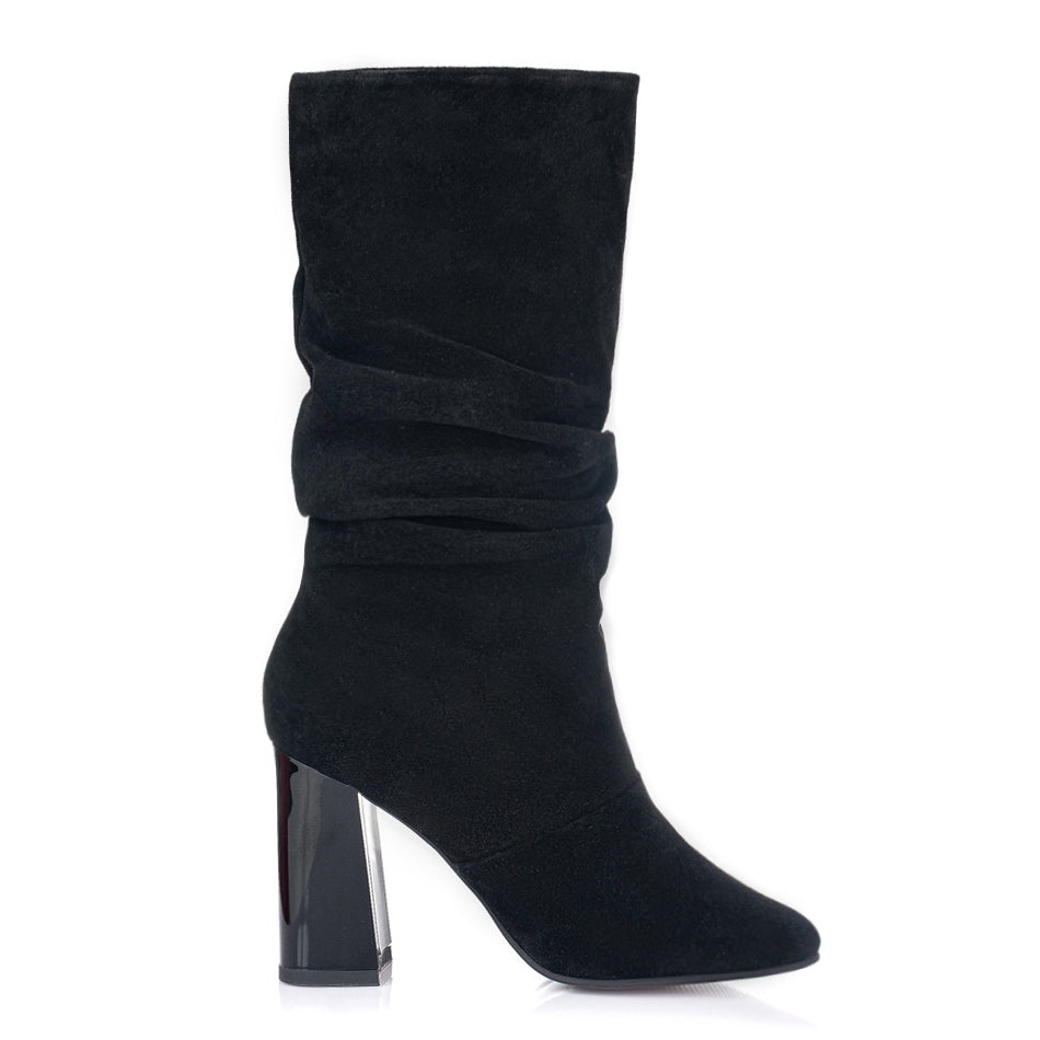Cizme Scurte Fronsate Piele Intoarsa Negru L3 - orice culoare
