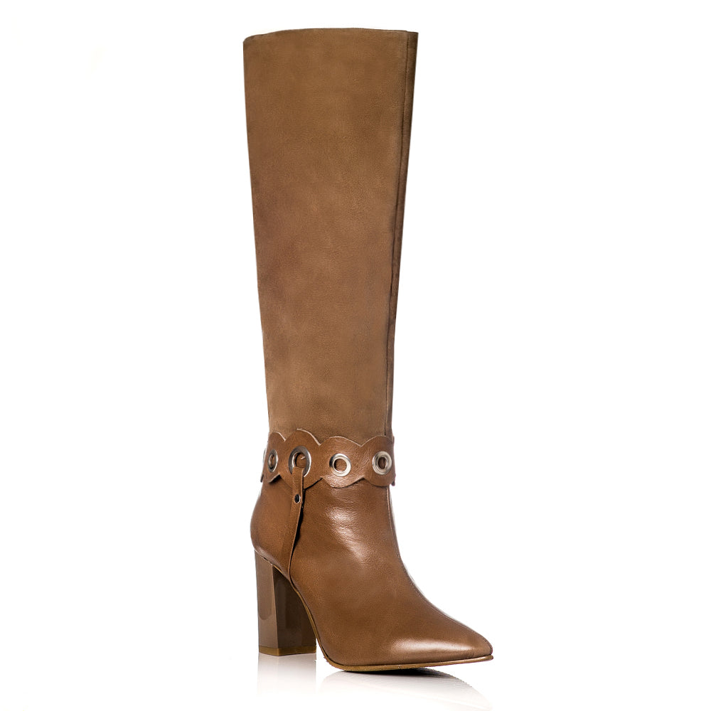 Cizme dama stiletto toc gros camel C9 - orice culoare