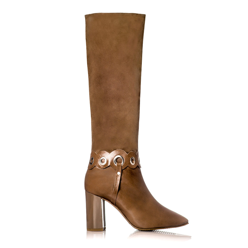 Cizme dama stiletto toc gros camel C9 - orice culoare
