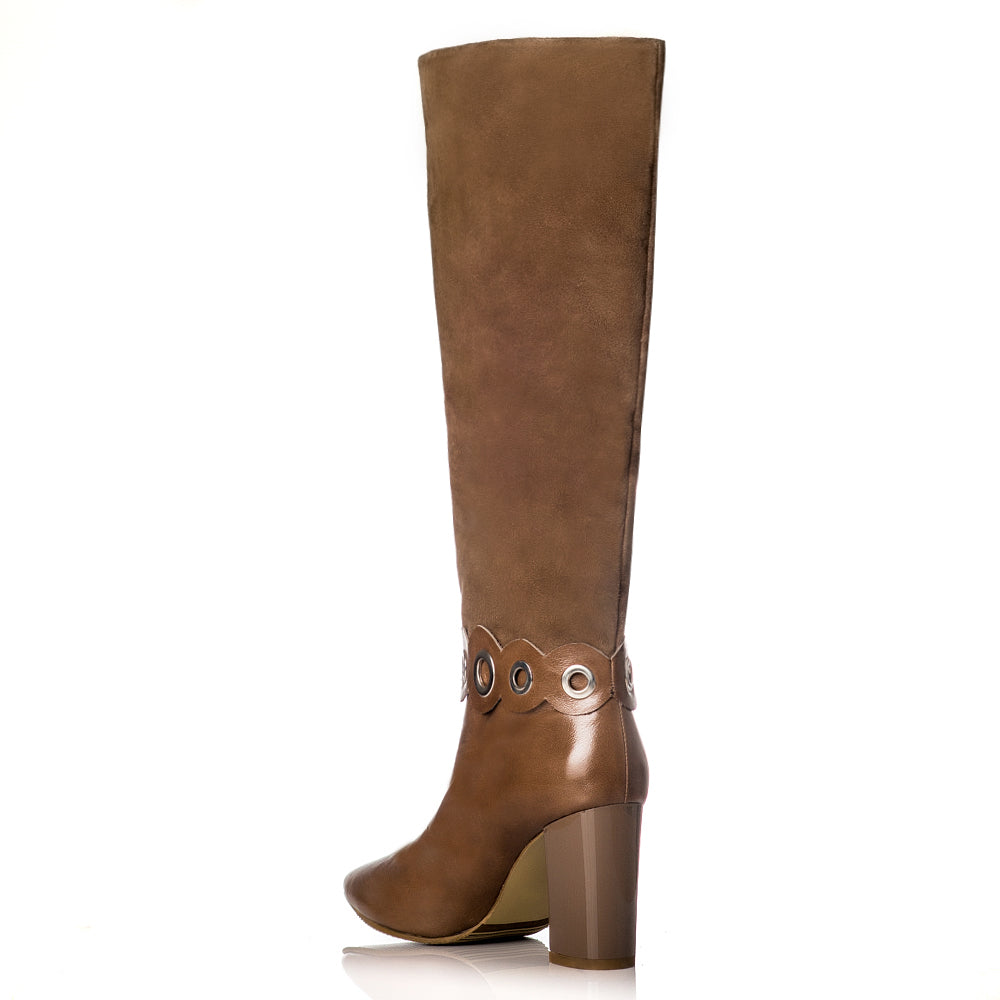 Cizme dama stiletto toc gros camel C9 - orice culoare