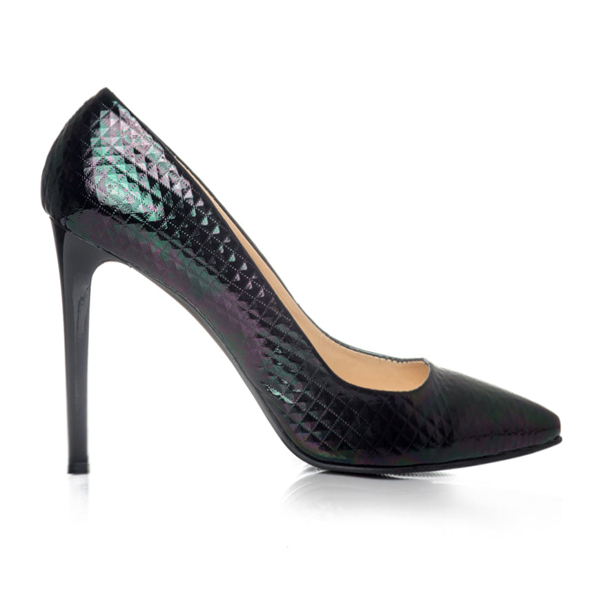 Pantofi Stiletto Croco Negru C1  - orice culoare
