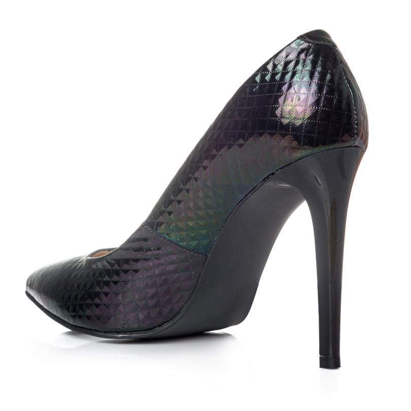 Pantofi Stiletto Croco Negru C1  - orice culoare