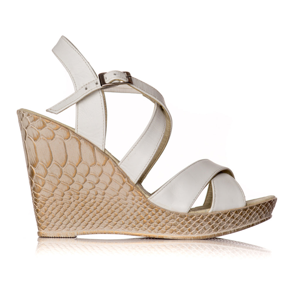 Sandale cu platforma piele alb Clarice - orice culoare