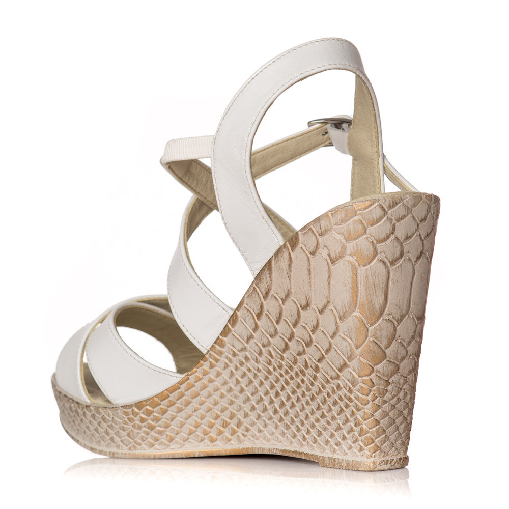 Sandale cu platforma piele alb Clarice - orice culoare