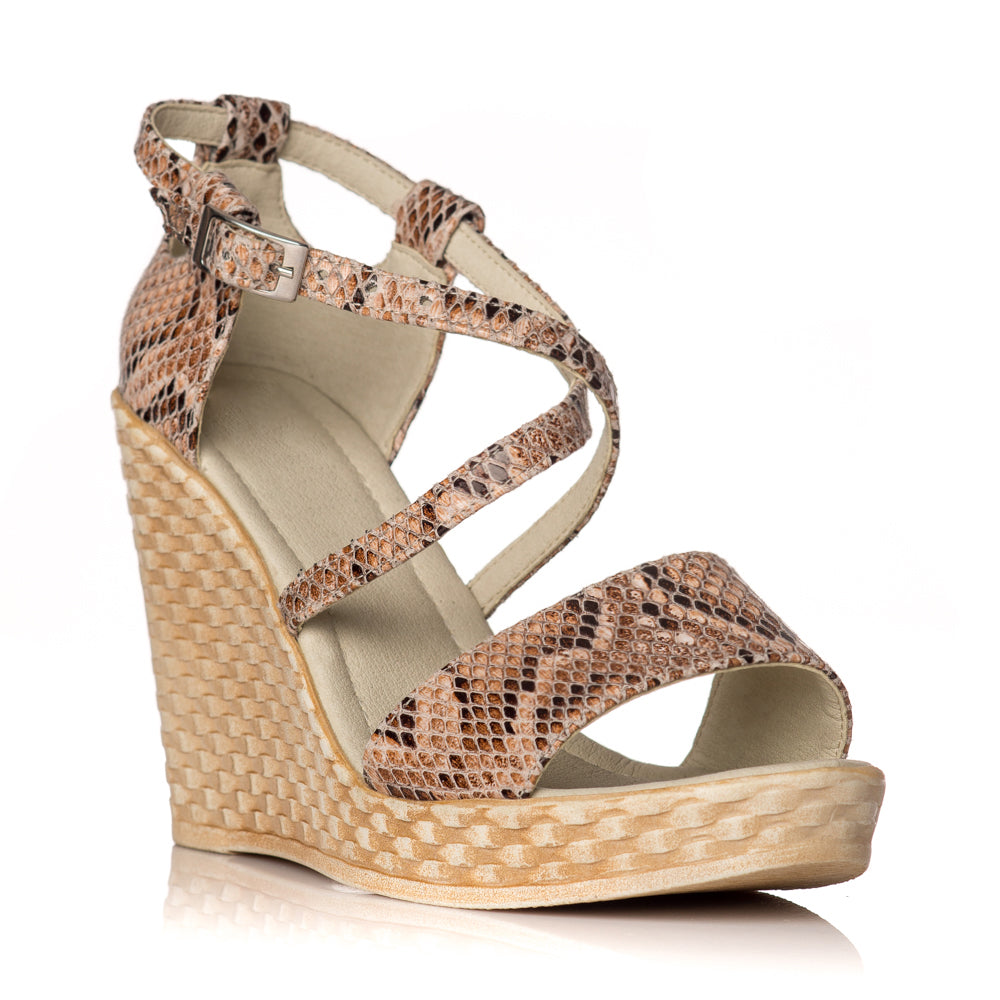 Sandale cu platforma piele snake Lorena - orice culoare