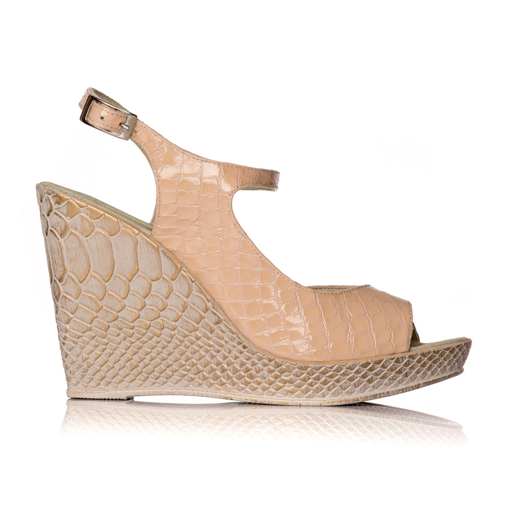 Sandale cu platforma piele nude Hannah - orice culoare