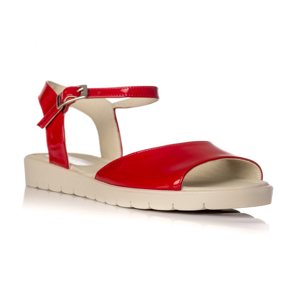 Sandale dama piele lacuita rosu Mara V2 - orice culoare