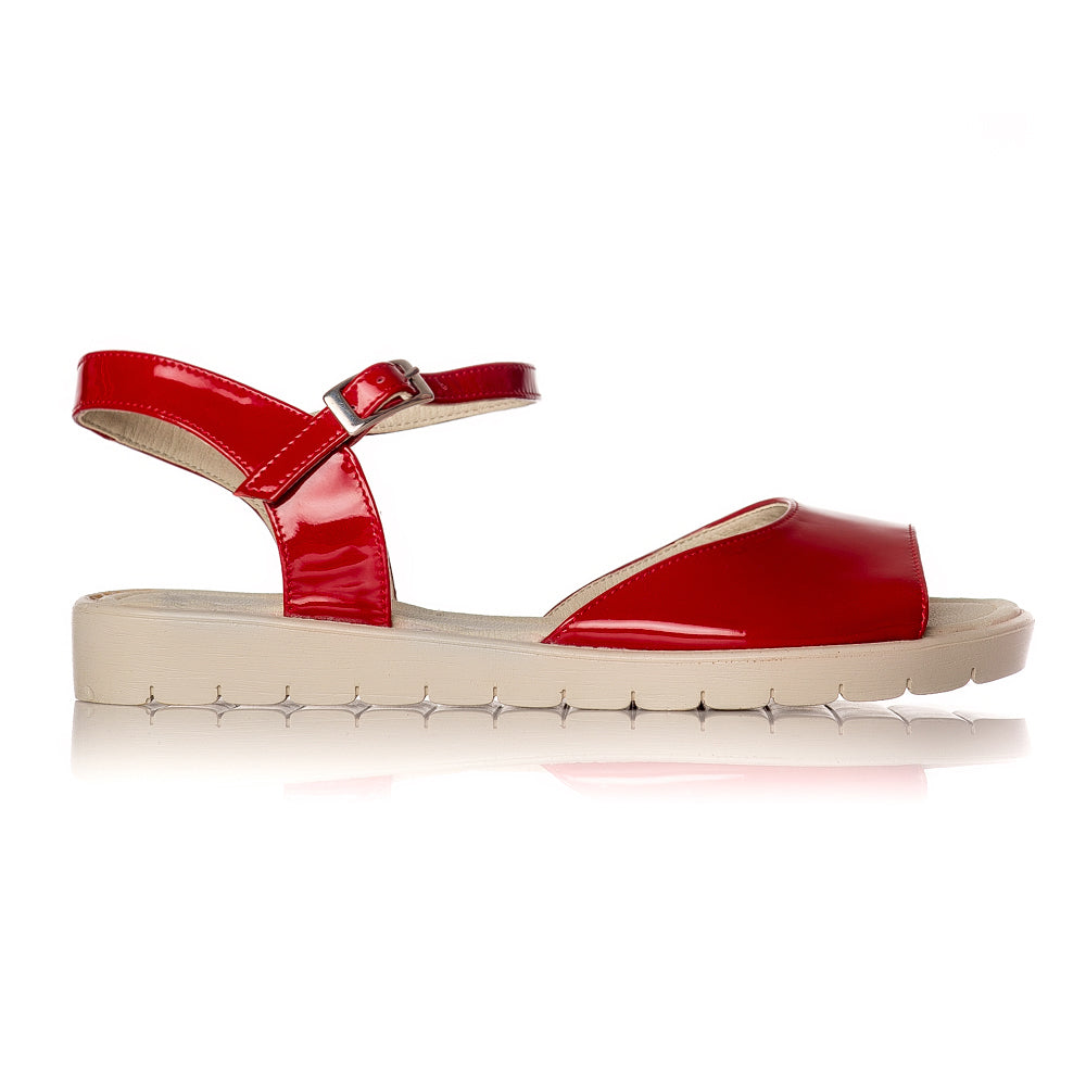 Sandale dama piele lacuita rosu Mara V2 - orice culoare