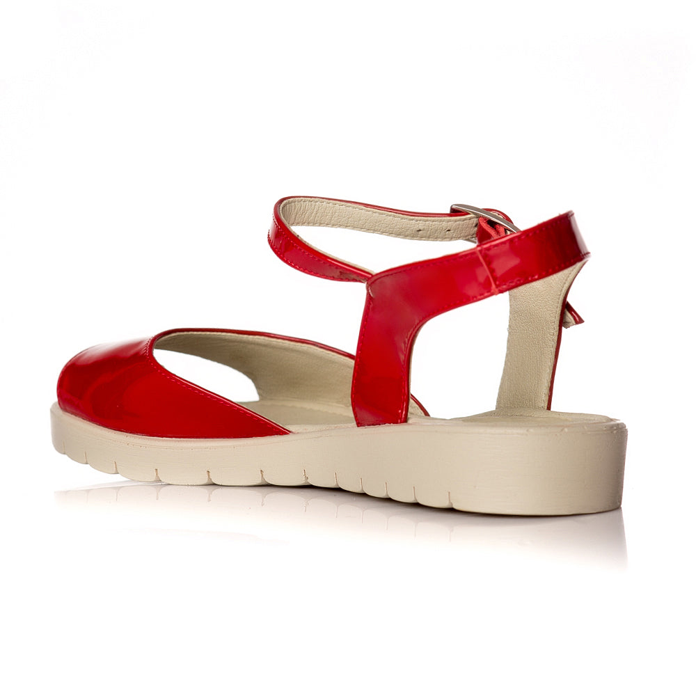 Sandale dama piele lacuita rosu Mara V2 - orice culoare